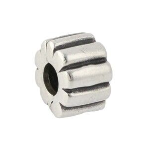 Authentic Pandora Ribbed Clip Silver Bead Charm
